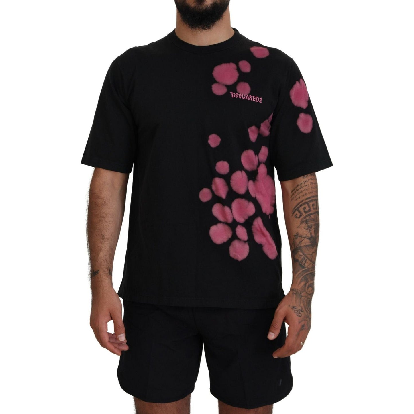 Dsquared² Black Pink Cotton Short Sleeves Crewneck T-shirt Dsquared²