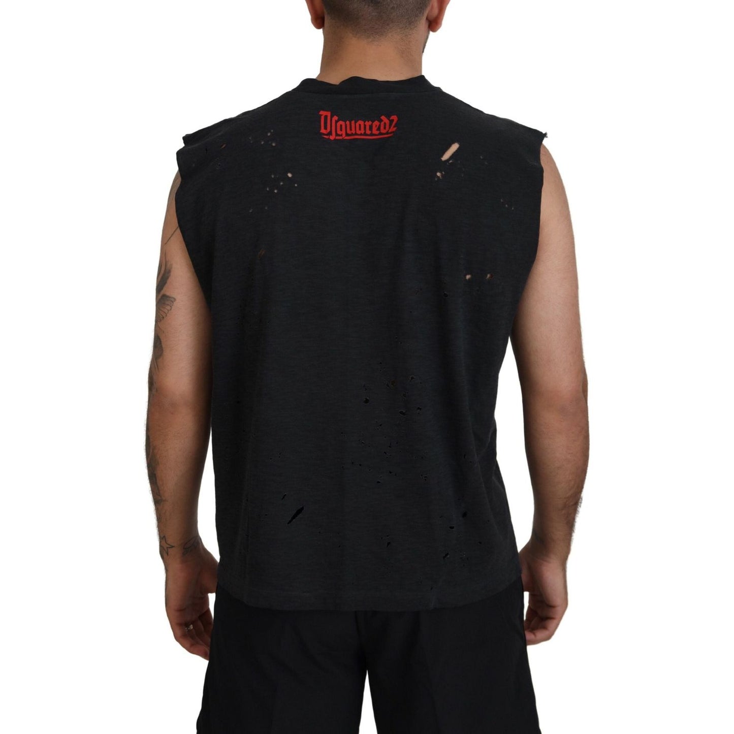 Dsquared² Black Cotton Sleeveless Crewneck Tank T-shirt Dsquared²