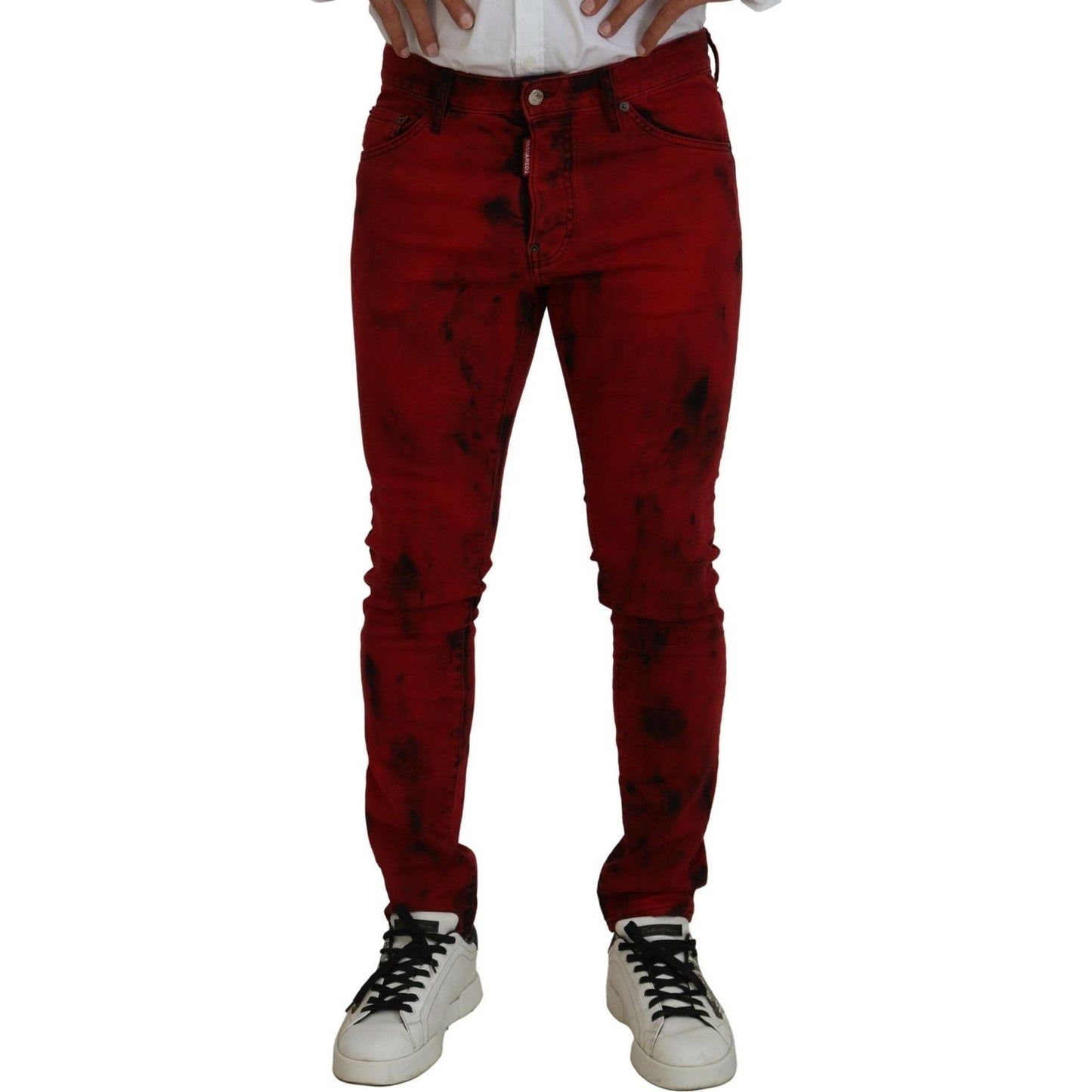 Dsquared² Red Cotton Tie Dye Skinny Casual Men Denim Jeans Dsquared²