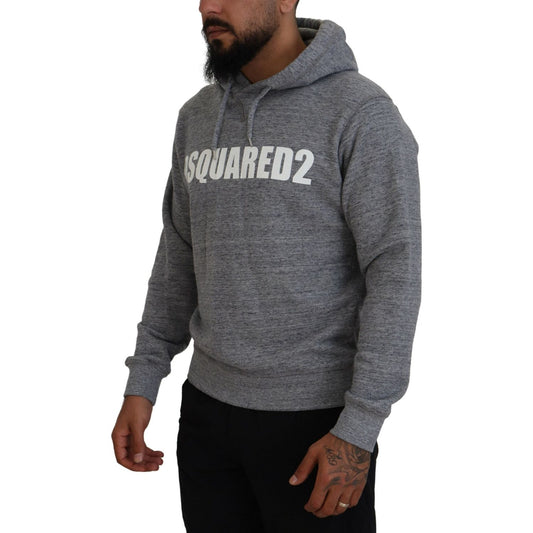 Dsquared² Gray Cotton Hooded Logo Print Men Pullover Sweater Dsquared²