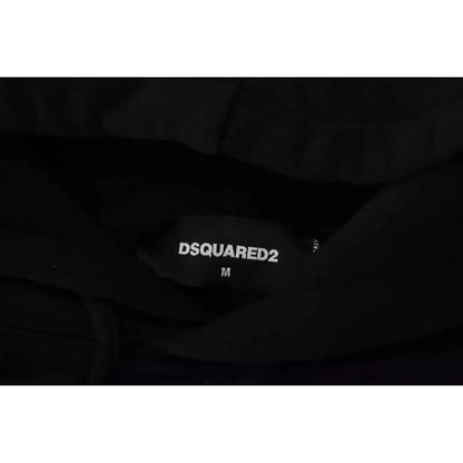 Dsquared² Black Cotton Hooded Printed Men Pullover Sweater