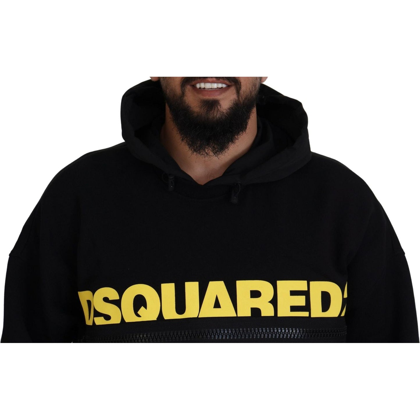 Dsquared² Black Cotton Hooded Printed Pullover Sweater Dsquared²