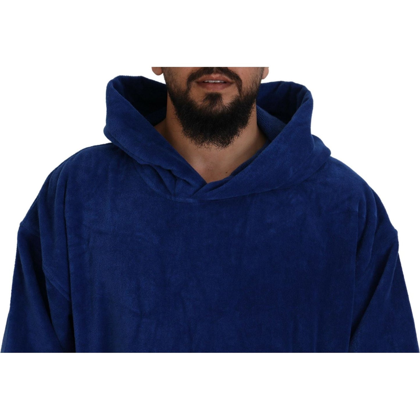 Dsquared² Blue Poncho Men Hooded Beachwear Changing Robe Dsquared²