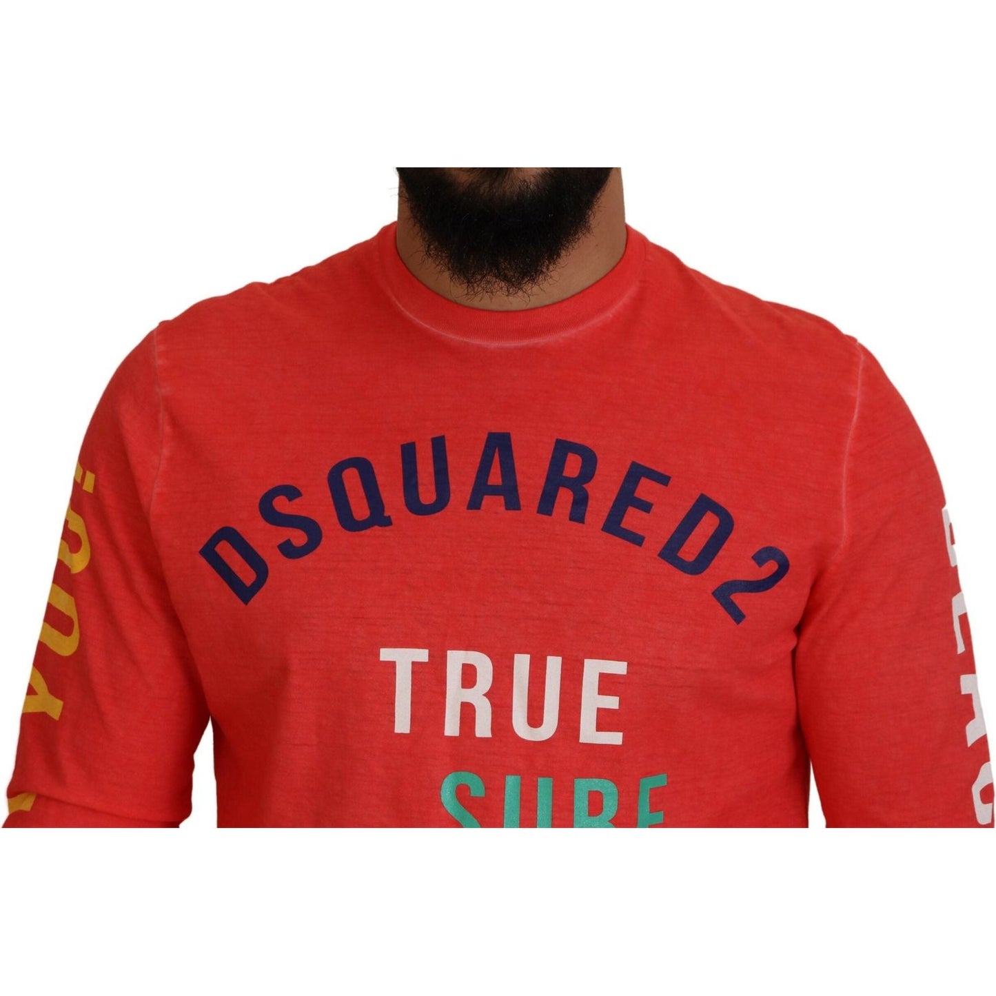 Dsquared² Orange Colorful Print Long Sleeves Top T-shirt Dsquared²