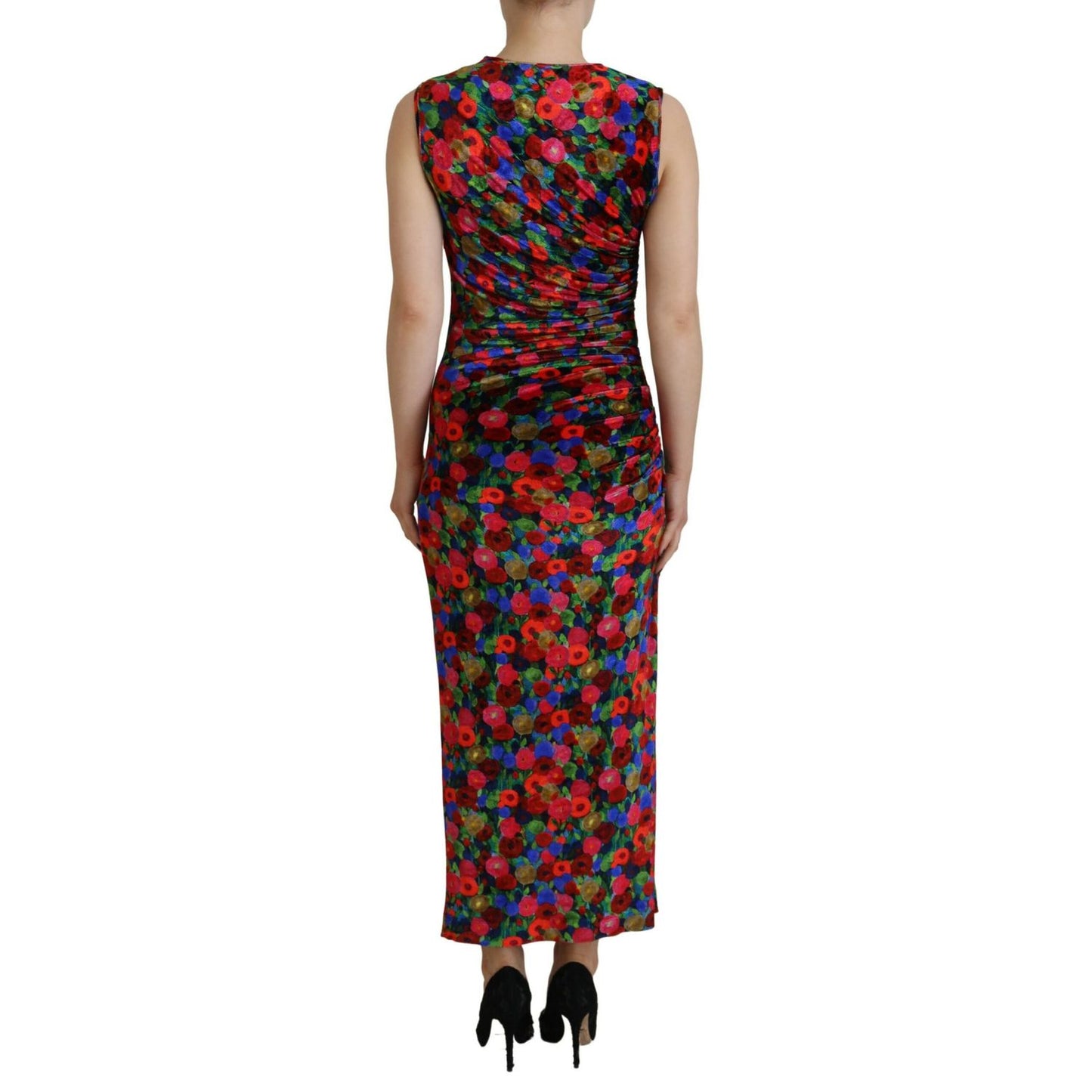 Dsquared² Multicolor Floral Bodycon Ruched Maxi Dress