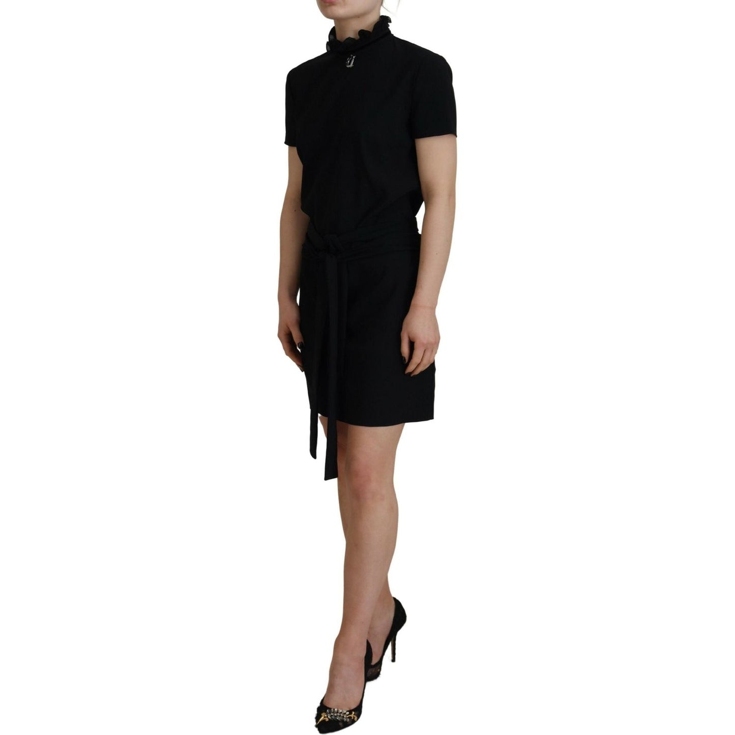 Dsquared² Black Polyester Short Sleeves Sheath Mini Dress Dsquared²