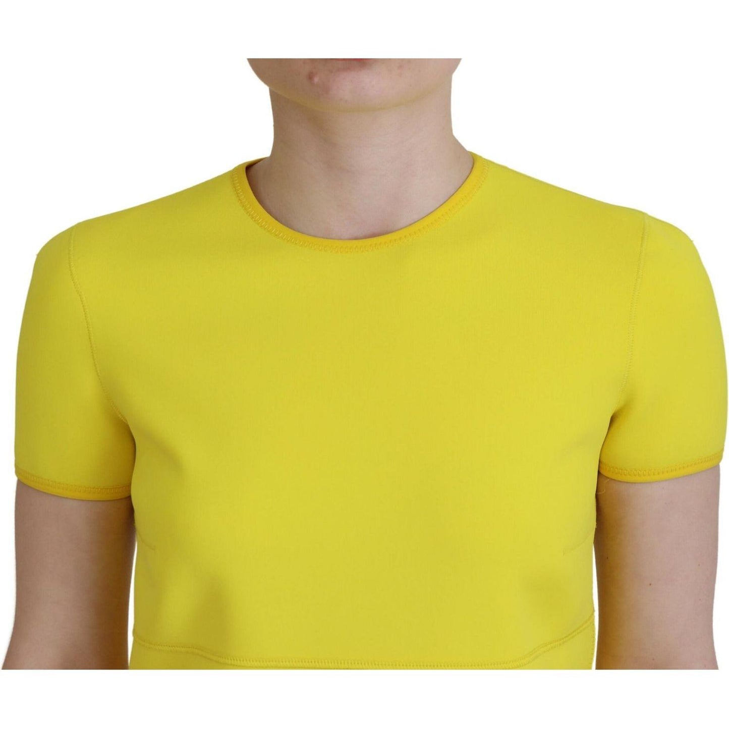 Dsquared² Yellow Nylon Short Sleeves Round Neck Mini Dress Dsquared²