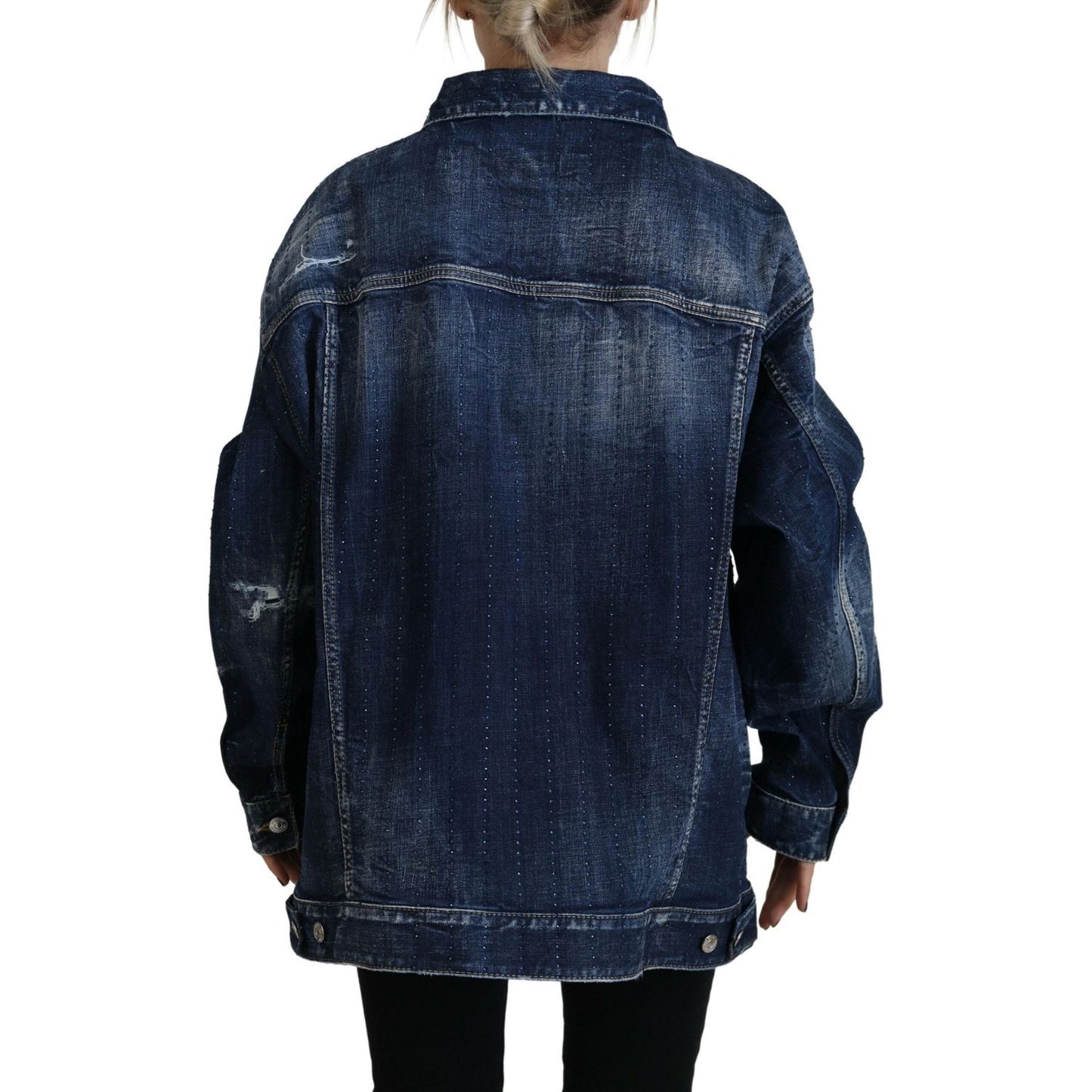 Dsquared² Blue Distressed Collared Denim Jacket Dsquared²