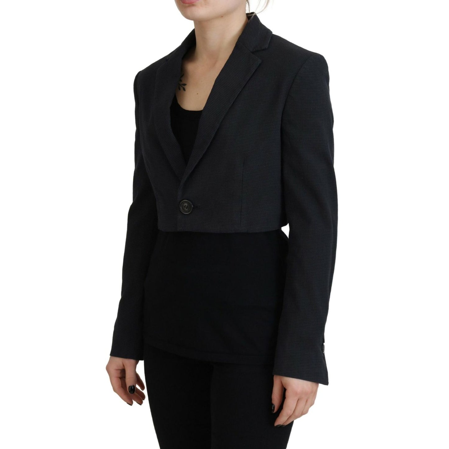 Dsquared² Black Cotton Cropped Button Blazer Jacket