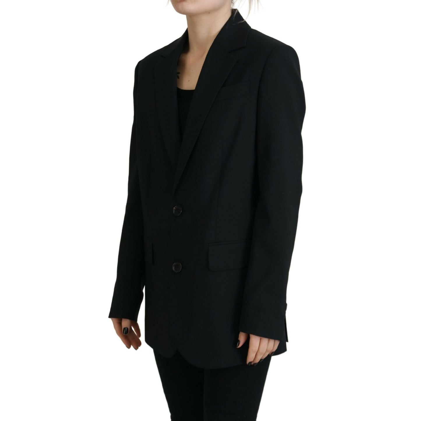 Dsquared² Black Flower Single Breasted Coat Blazer