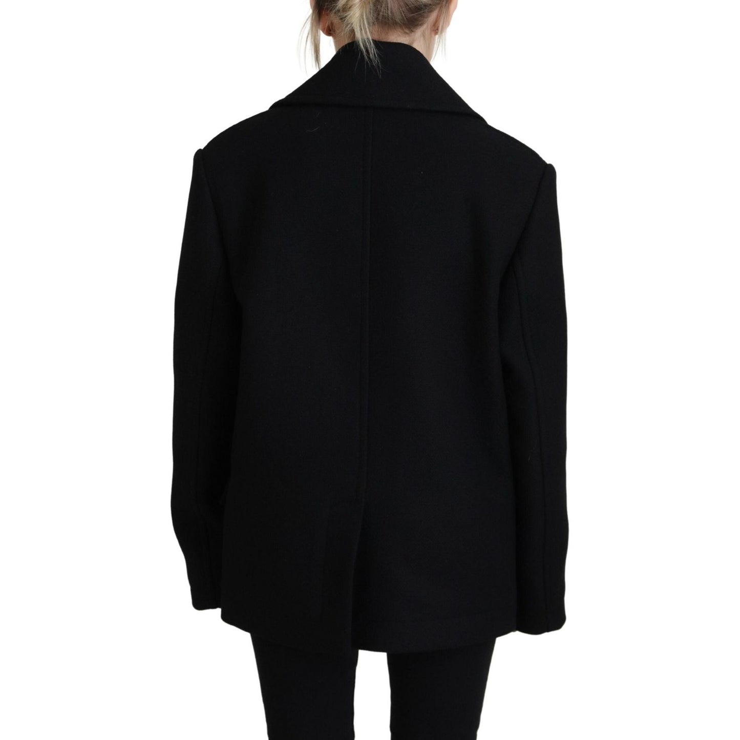 Dsquared² Black Double Breasted Coat Blazer Jacket Dsquared²