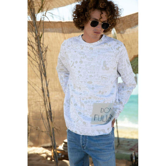 Don The Fuller Chic White Cotton Designer Tee MAN SWEATERS Don The Fuller