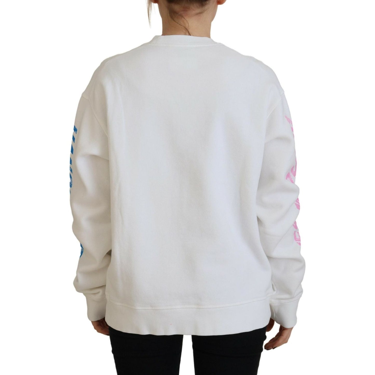 Dsquared² White Cotton Printed Women Long Sleeve Sweater Dsquared²