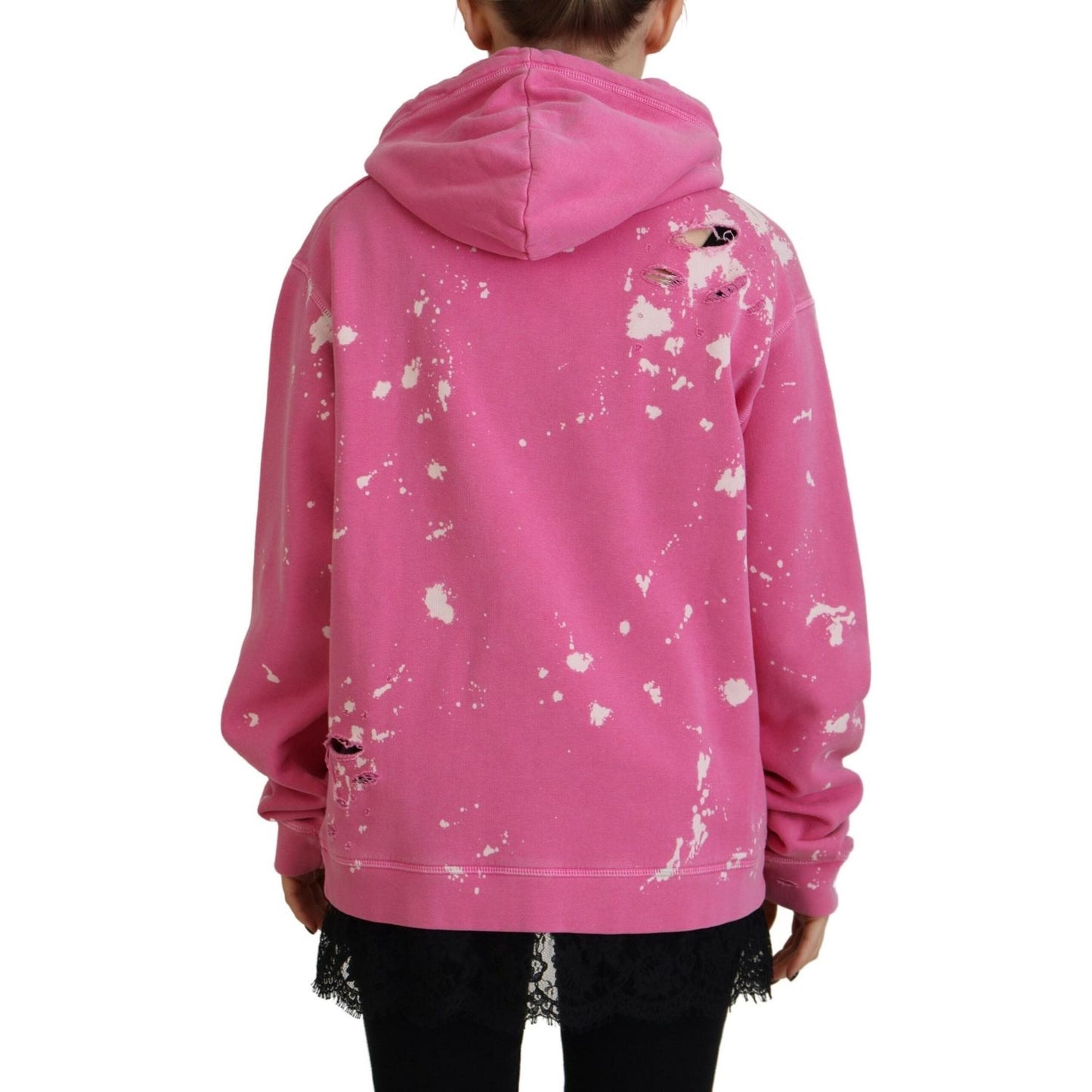 Dsquared² Pink Logo Print Cotton Hoodie Sweatshirt Sweater Dsquared²