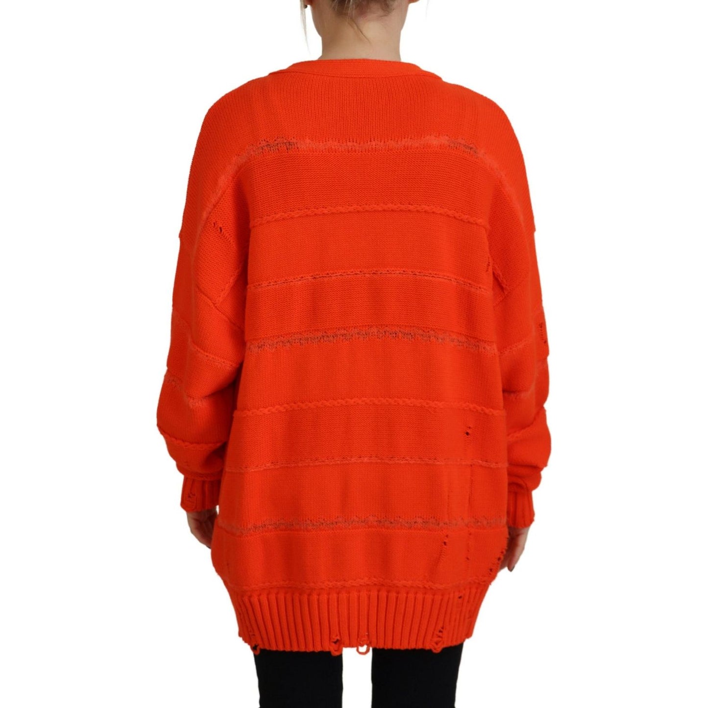 Dsquared² Orange Cotton Knitted Buttoned Cardigan Sweater