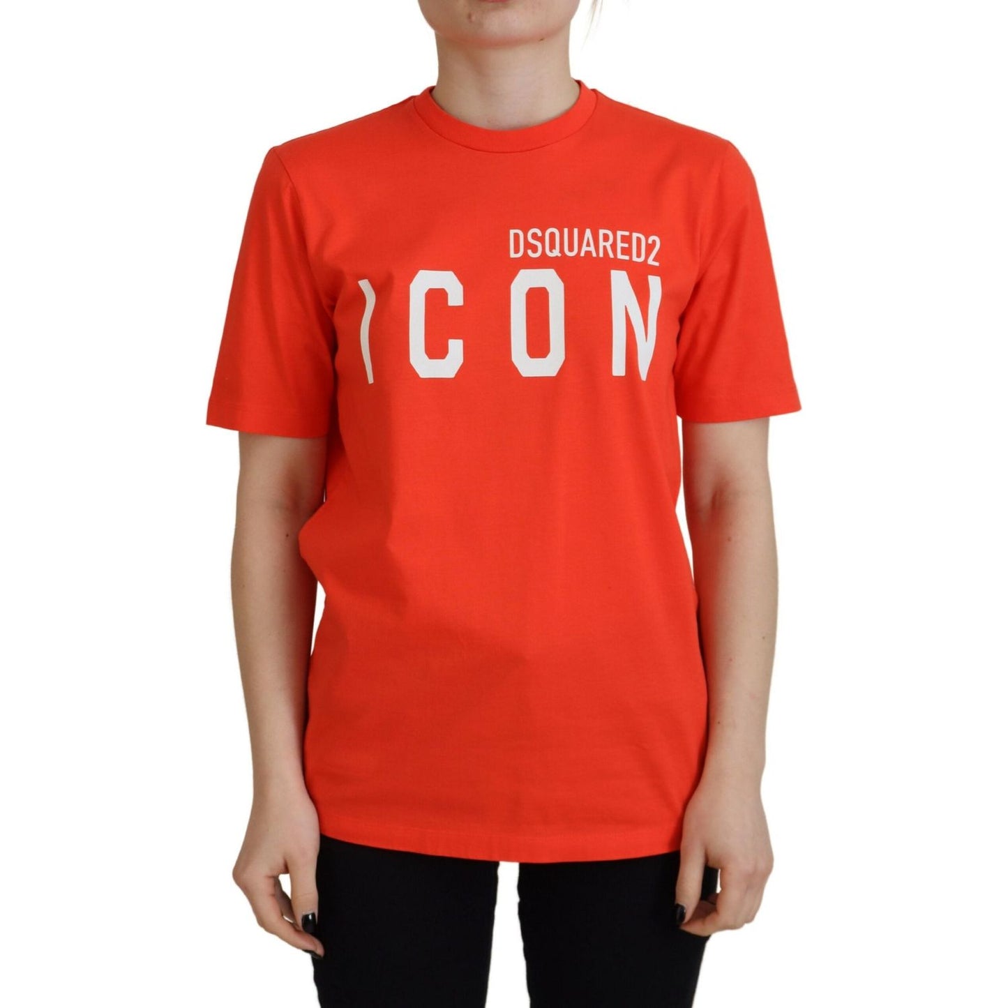 Dsquared² Orange Cotton Shiny Icon East Tee Crewneck T-shirt Dsquared²