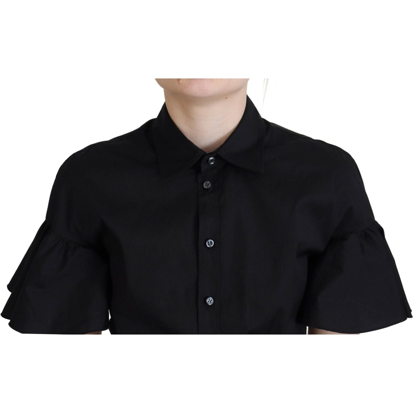 Dsquared² Black Collared Button Down Short Sleeve Cropped Top Dsquared²