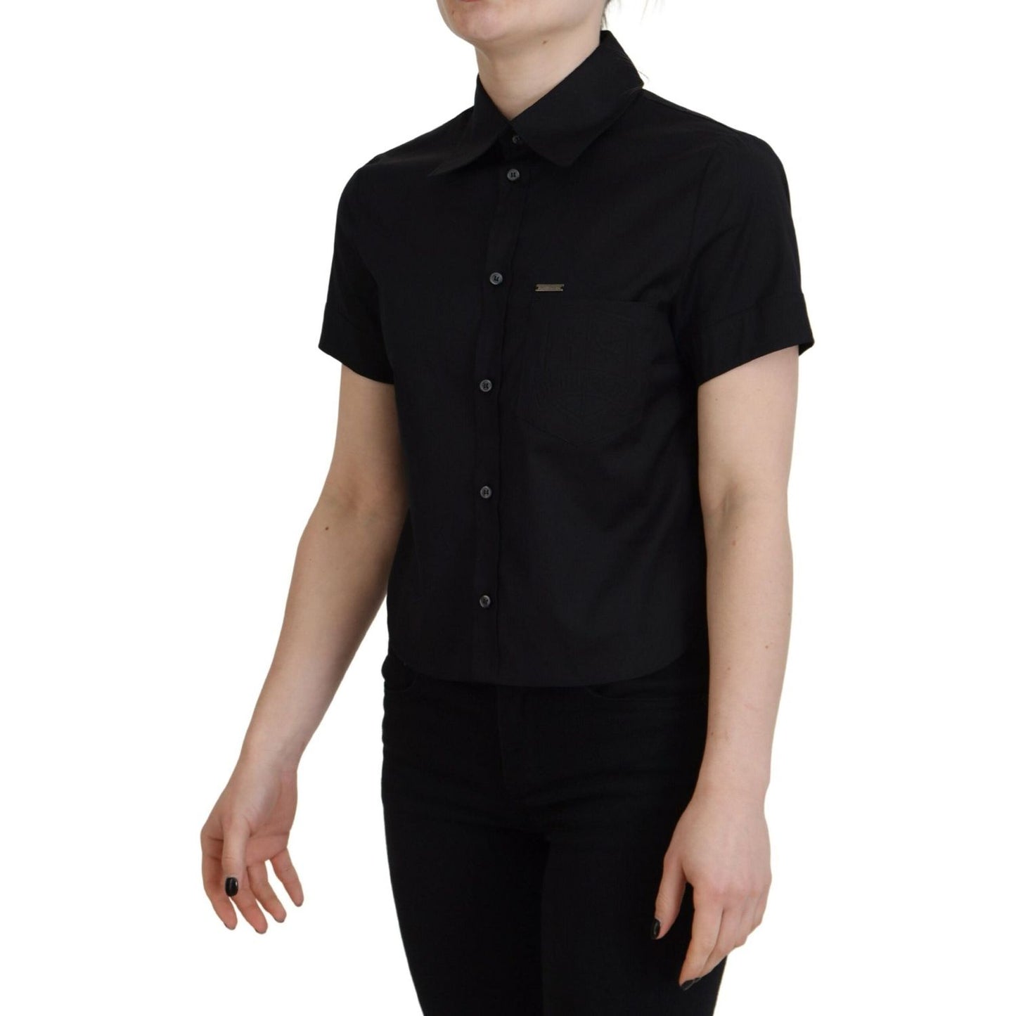 Dsquared² Black Collared Button Down Short Sleeves Polo Top Dsquared²