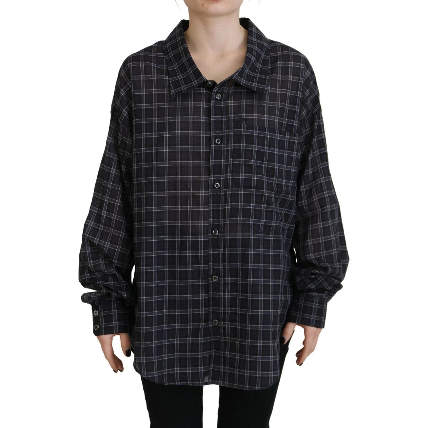 Dsquared² Black Checkered Collared Button Long Sleeves Shirt Dsquared²