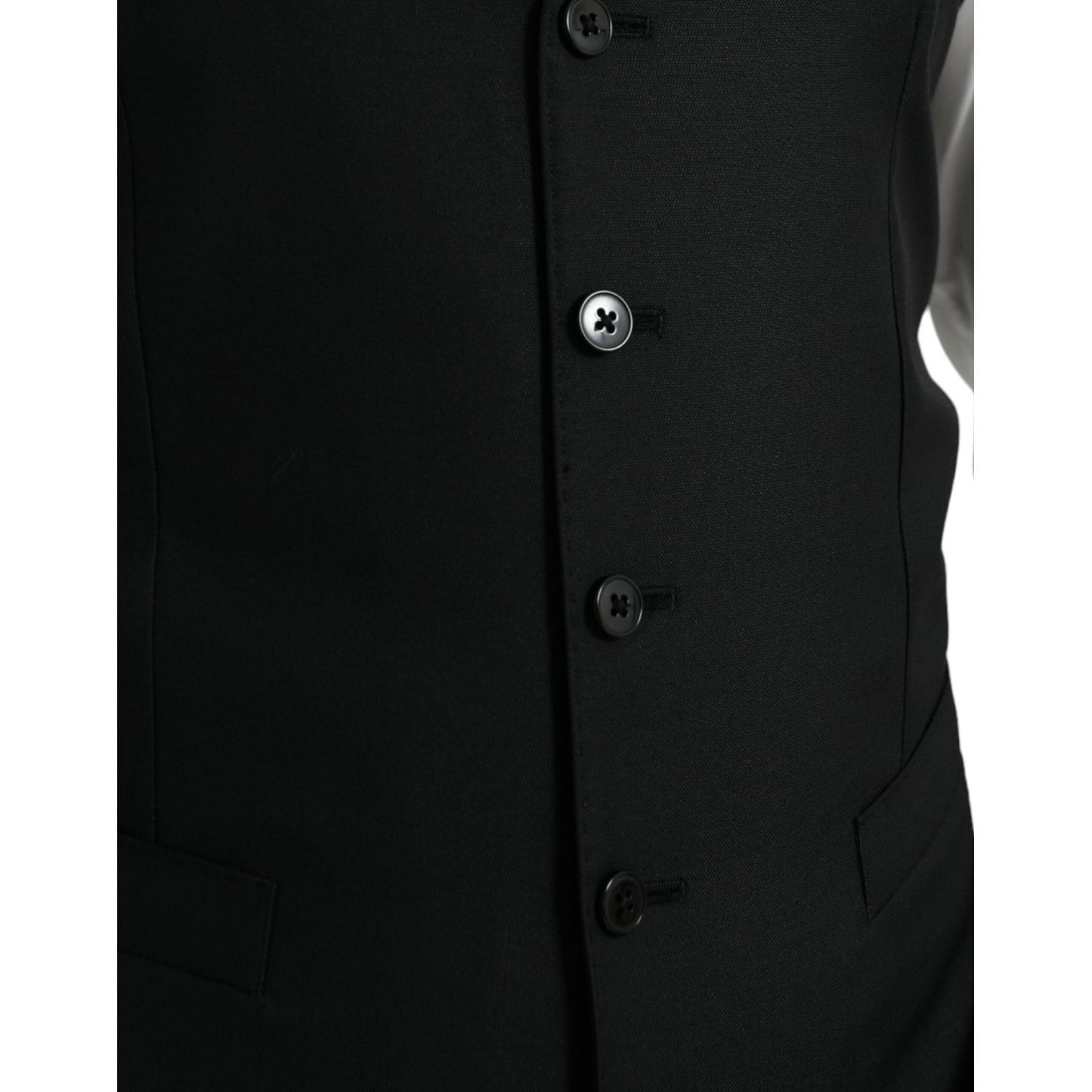 Dolce & Gabbana Black Wool Waistcoat Dress Formal Vest Dolce & Gabbana