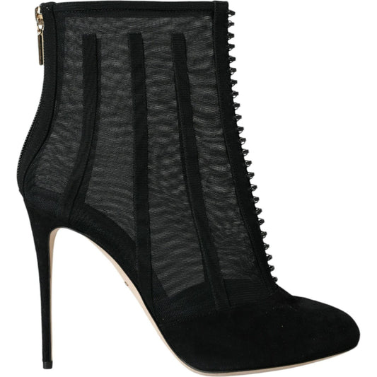 Dolce & Gabbana Black Mesh Stiletto Heels Ankle Boots Shoes Dolce & Gabbana