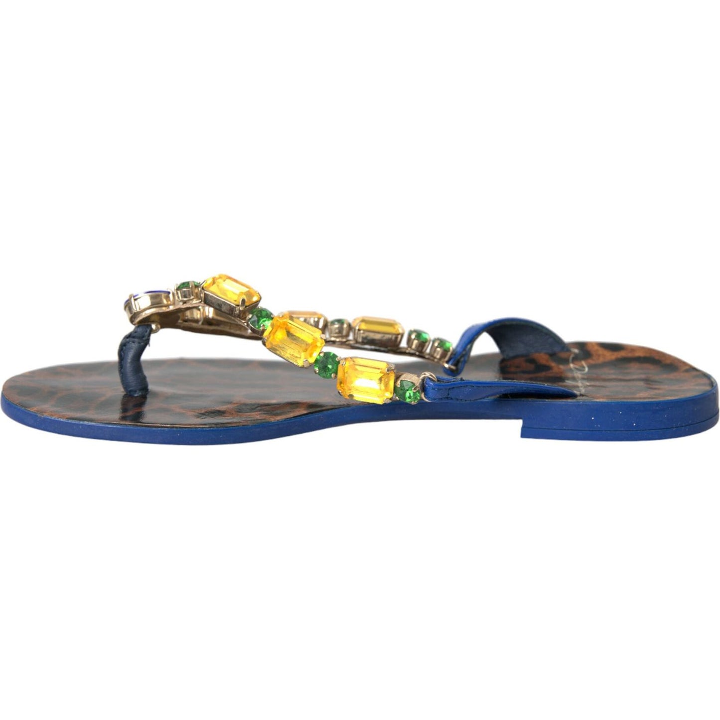 Dolce & Gabbana Blue Crystal Calf Leather Beachwear Shoes Dolce & Gabbana