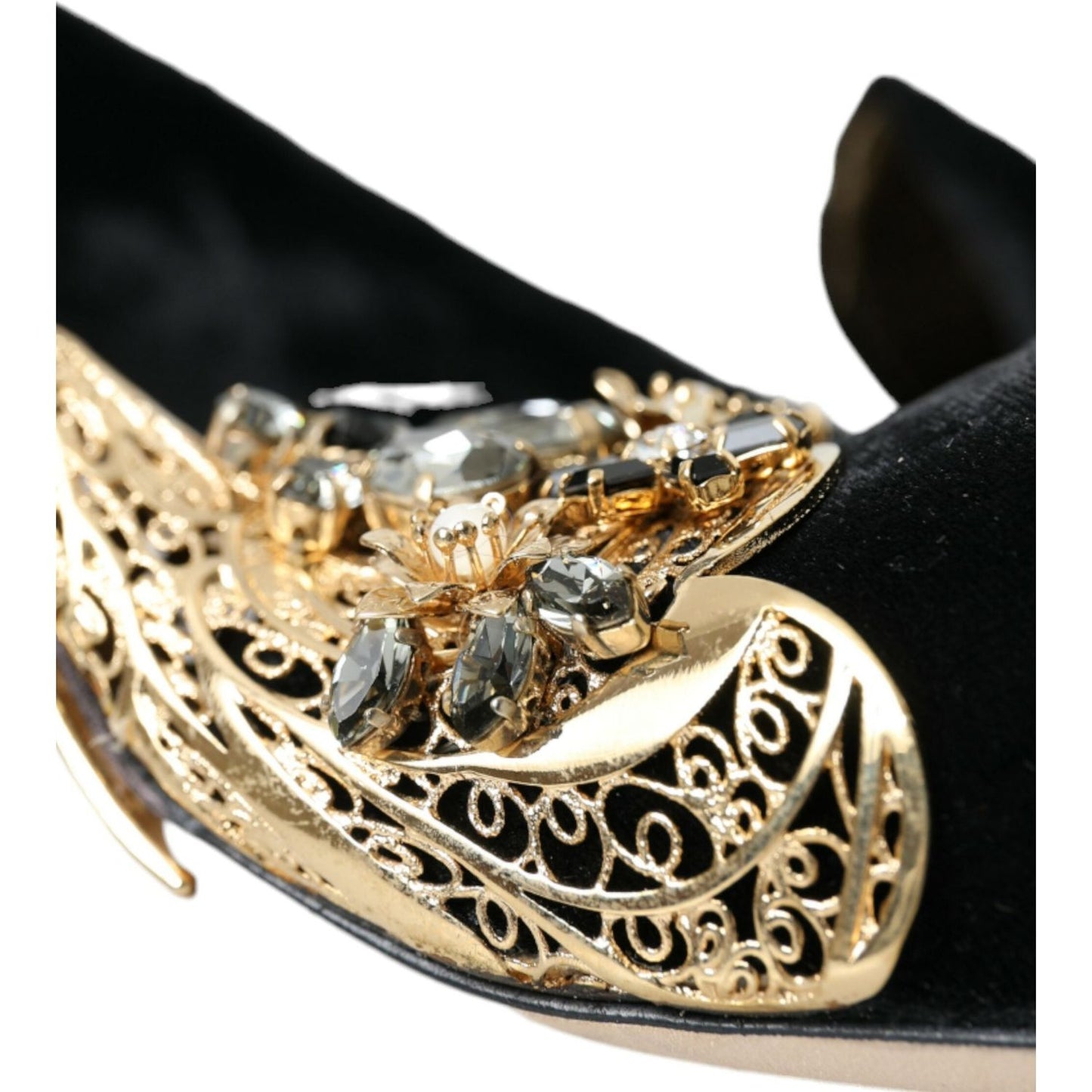 Dolce & Gabbana Black Velvet Embellished Heels Pumps Shoes Dolce & Gabbana