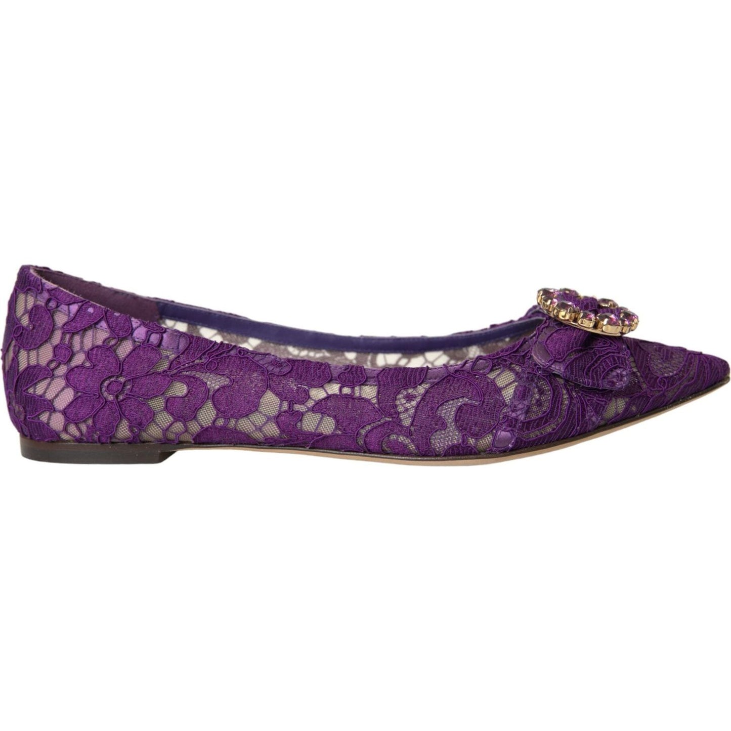 Dolce & Gabbana Purple Taormina Lace Crystal Loafers Shoes Dolce & Gabbana