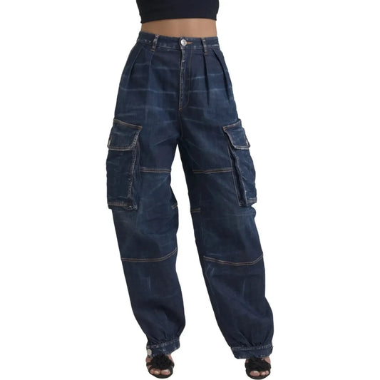 Dsquared² Blue High Waist Cotton Cargo Baggy Denim Jeans Dsquared²