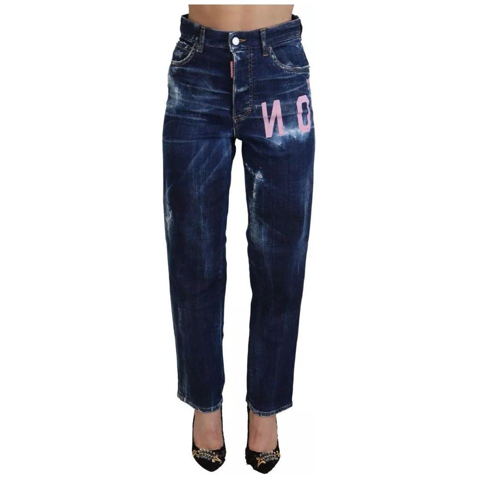 Dsquared² Blue Icon High Waist Straight Denim Boston Jeans Dsquared²