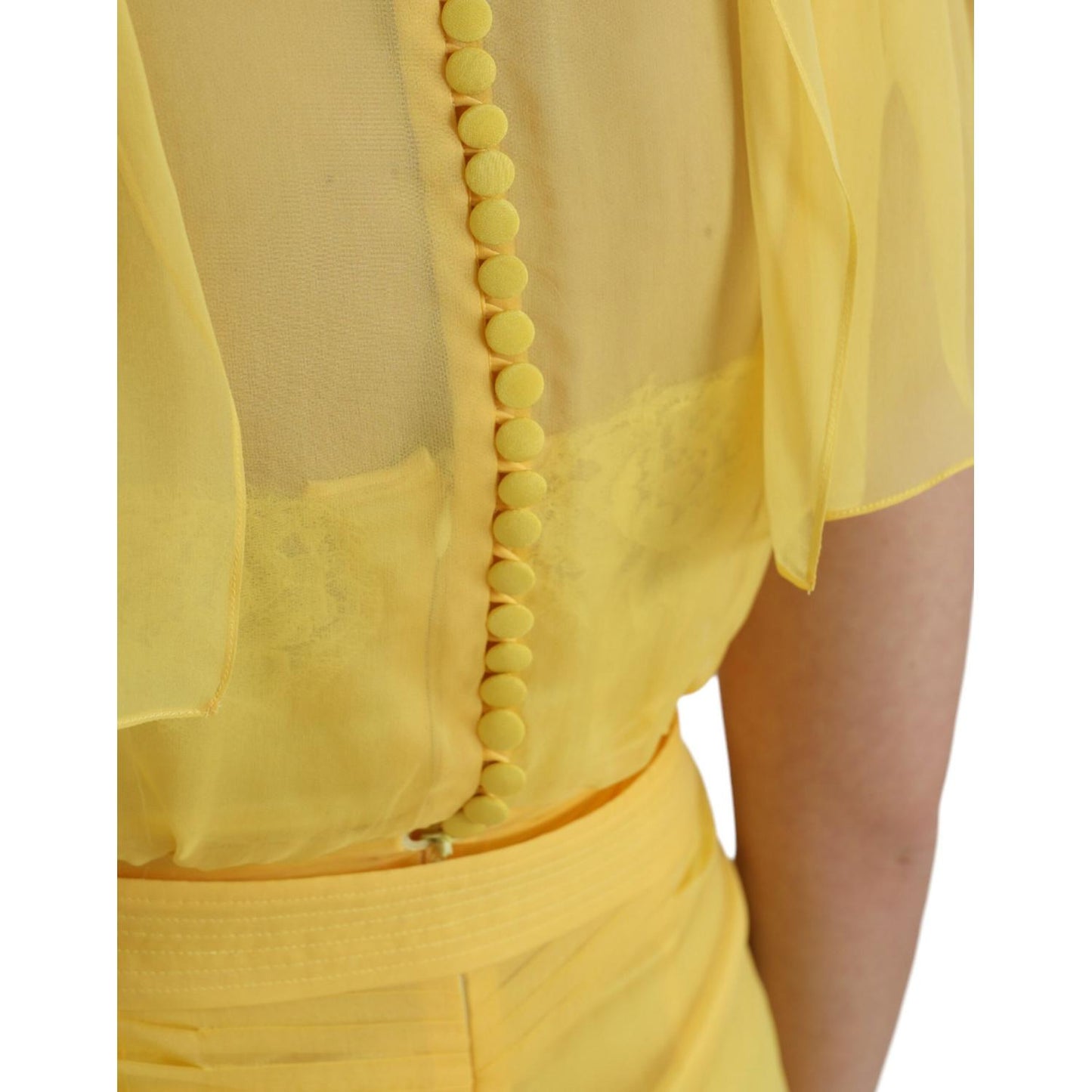 Dolce & Gabbana Yellow Silk Sheath Belted Long Maxi Dress Dolce & Gabbana