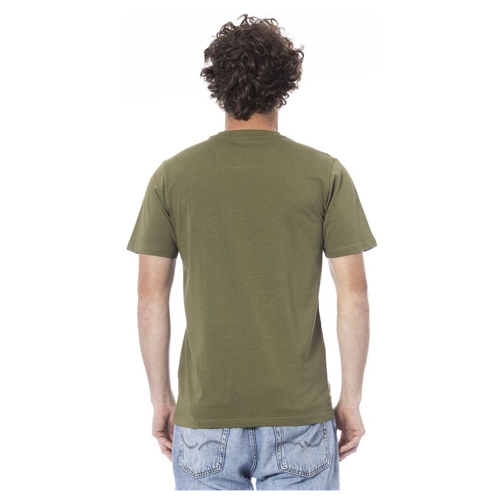 Cavalli Class Green Cotton Men T-Shirt Cavalli Class