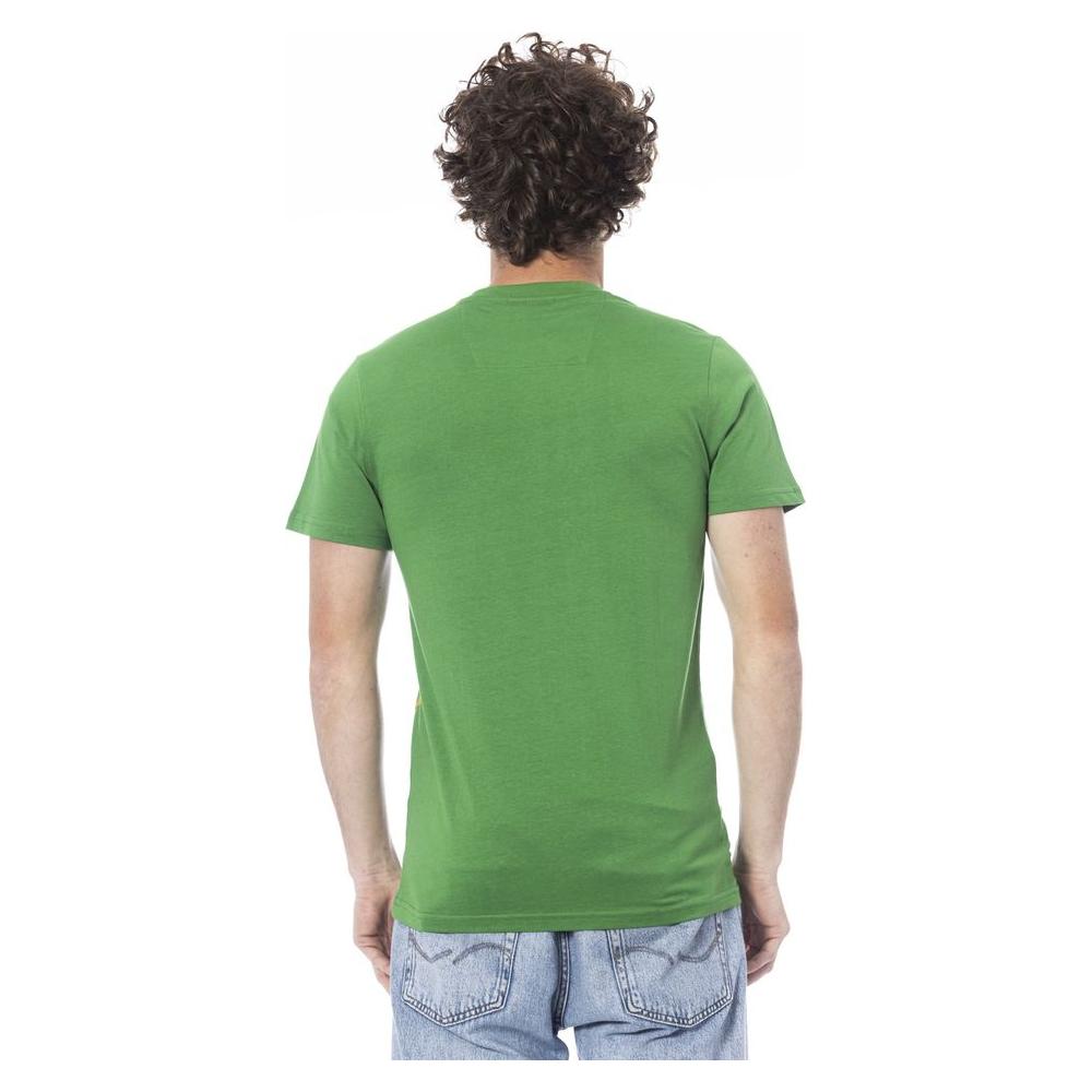 Cavalli Class Green Cotton Men T-Shirt Cavalli Class