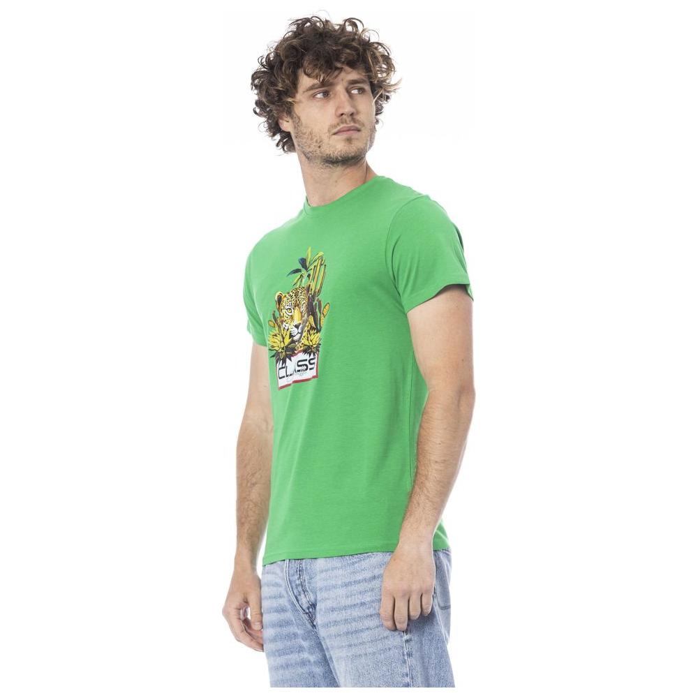 Cavalli Class Green Cotton Men T-Shirt Cavalli Class