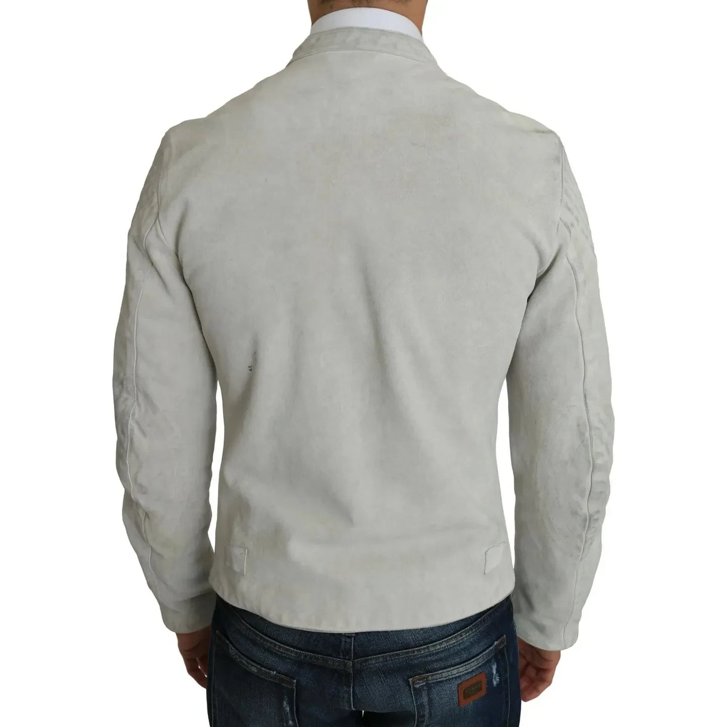 Dolce & Gabbana Leather White Biker Motorcycle Jacket 100% leather lambskin,1728,67345645728,Biker Jackets - Jackets & Coats - Clothing,Clothing,Dolce & Gabbana,IT48 | M,Jackets & Coats - Clothing,Jackets - Men - Clothing,Leather Jackets - Jackets & Coats