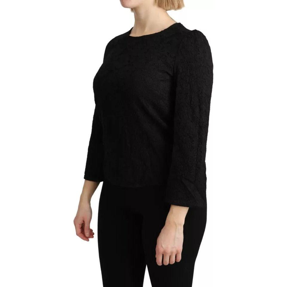 Dolce & Gabbana Black Lace Long Sleeves Blouse STAFF Top Dolce & Gabbana