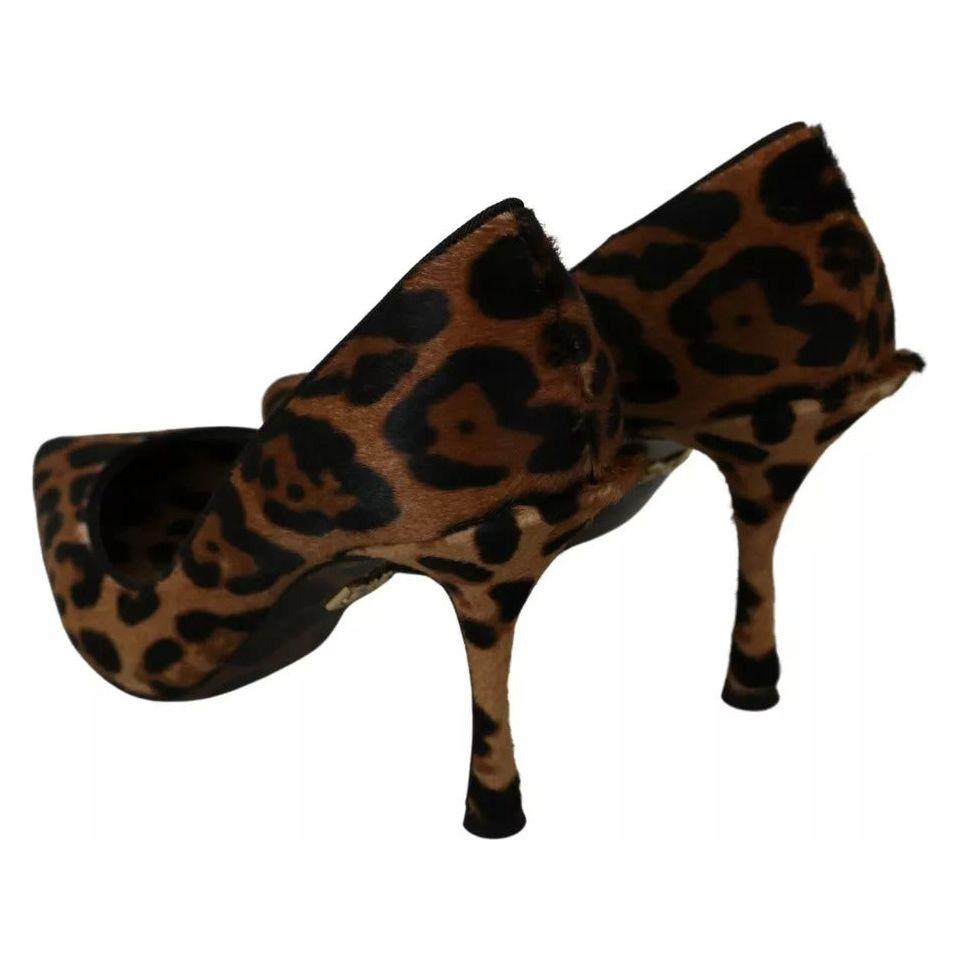 Dolce & Gabbana Brown Leopard Pony Hair Heels Pumps Shoes Dolce & Gabbana