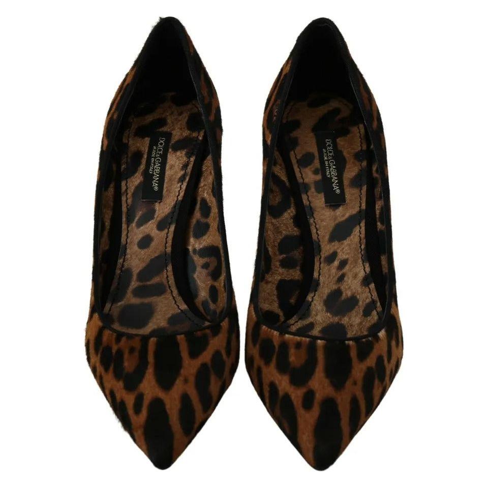 Dolce & Gabbana Brown Leopard Pony Hair Heels Pumps Shoes Dolce & Gabbana