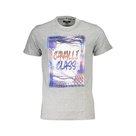 Cavalli Class Gray Cotton T-Shirt Cavalli Class