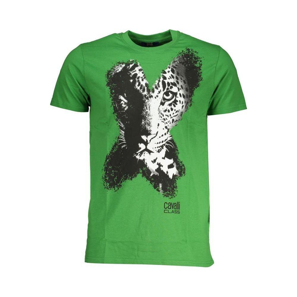 Cavalli Class Green Cotton T-Shirt Cavalli Class