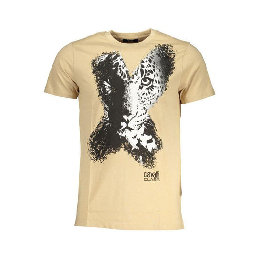 Cavalli Class Beige Cotton T-Shirt Cavalli Class