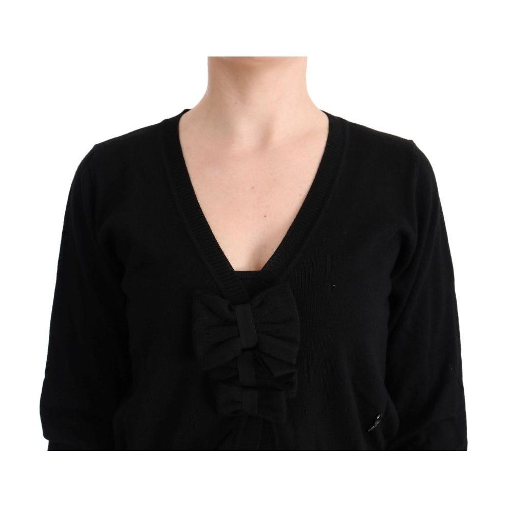 MARGHI LO' Elegant Black Wool Cardigan Sweater MARGHI LO'