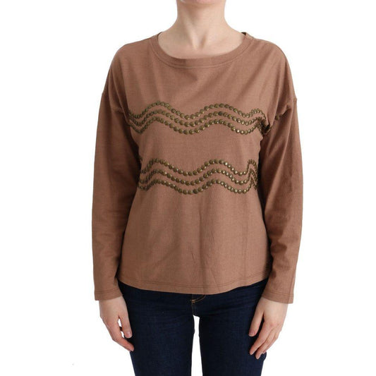 John Galliano Chic Brown Crewneck Cotton Sweater John Galliano