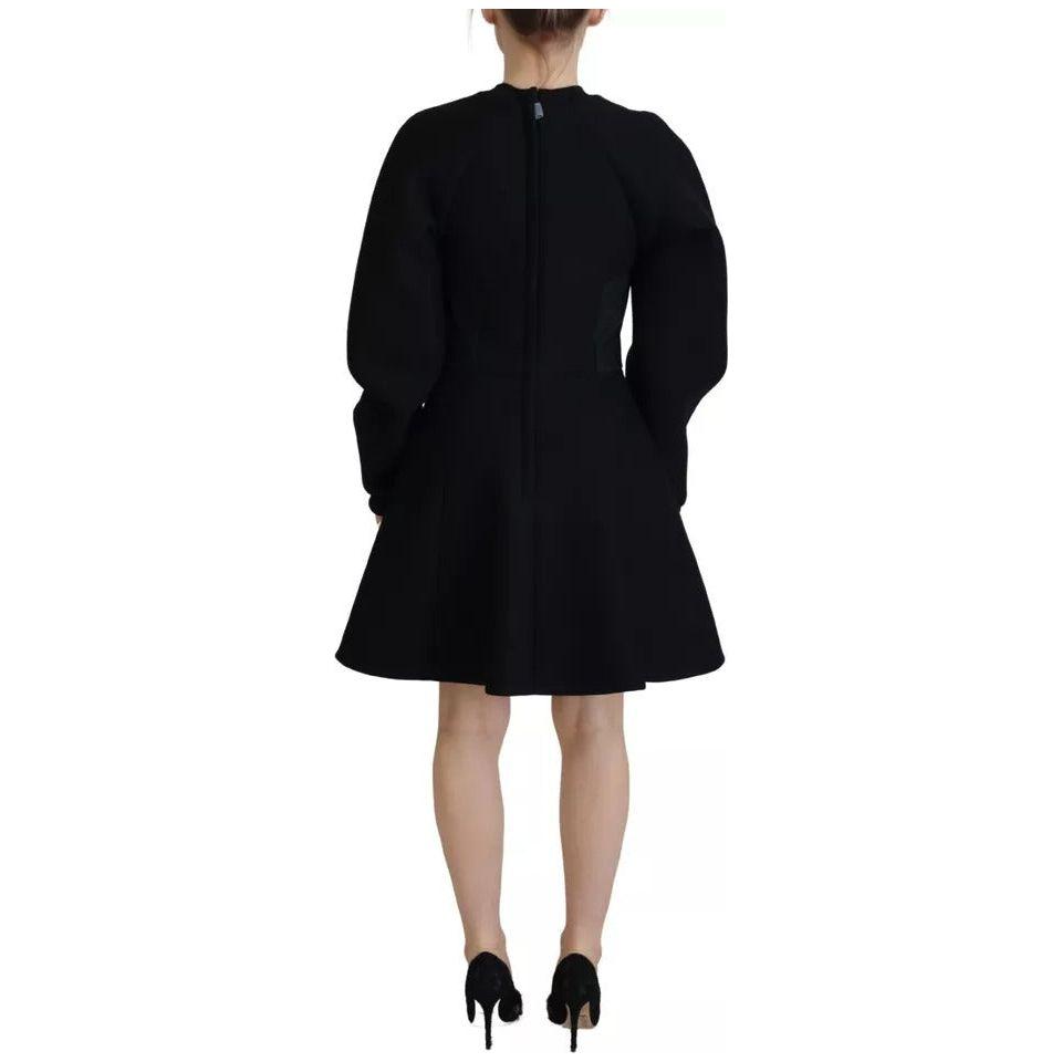 Dolce & Gabbana Cotton Black Long Sleeves A-line Mini Dress Dolce & Gabbana