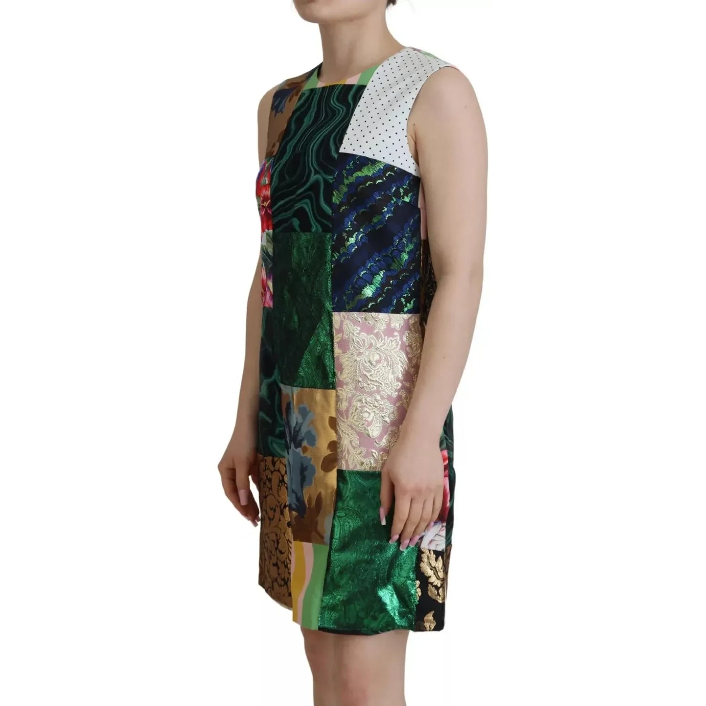 Dolce & Gabbana Multicolor Jacquard Patchwork Shift Mini Dress Dolce & Gabbana