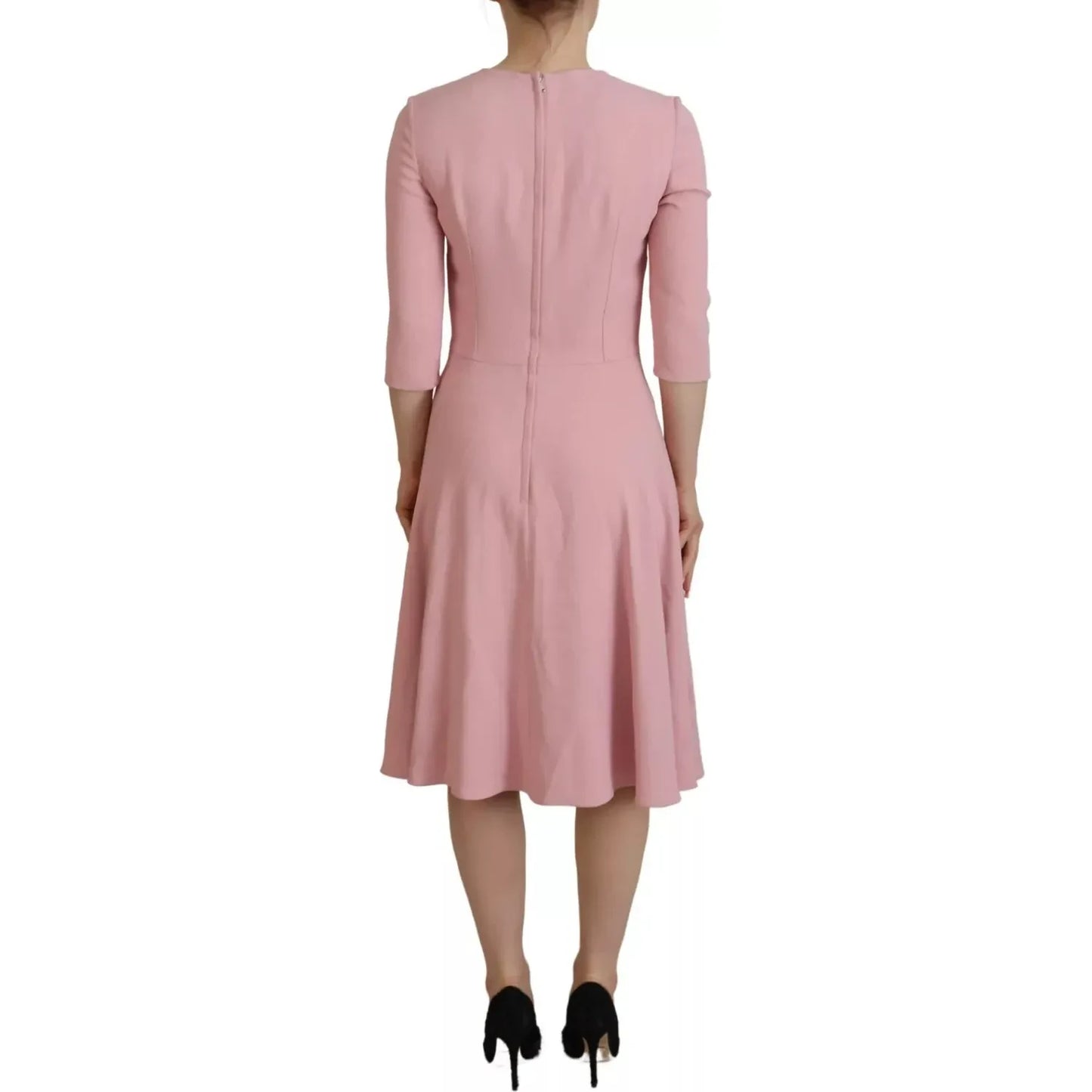 Dolce & Gabbana Pink A-line Flare Viscose 3/4 Sleeves Dress Dolce & Gabbana