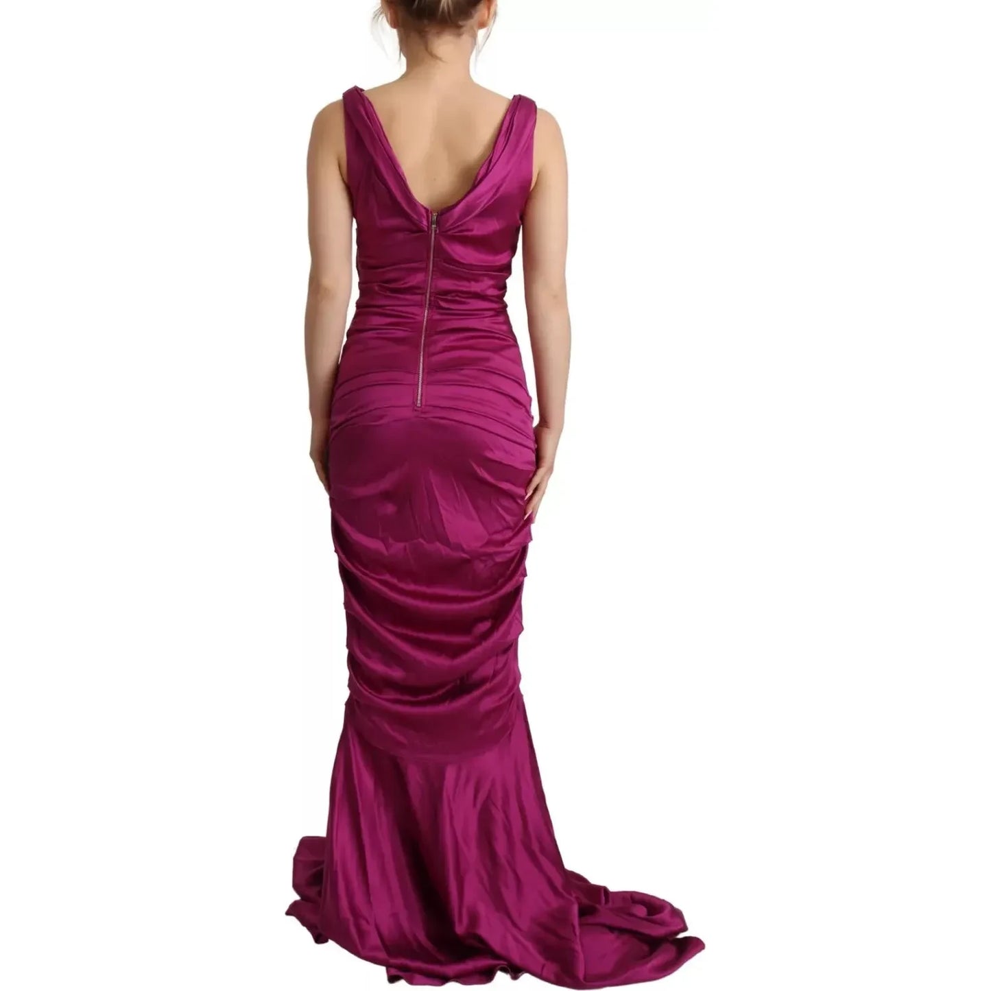 Dolce & Gabbana Sheath Mermaid Fuchsia Silk Stretch Gown Dress Dolce & Gabbana