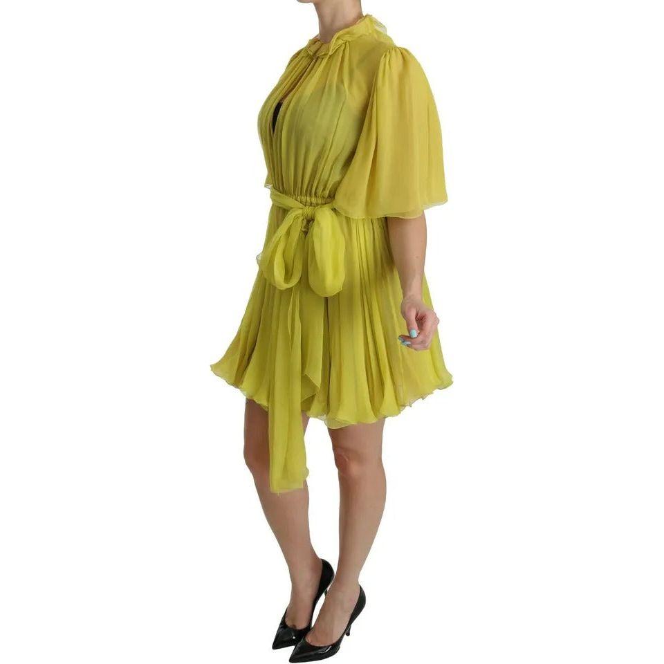 Dolce & Gabbana Yellow Shift A-line Silk Gown Dress Dolce & Gabbana