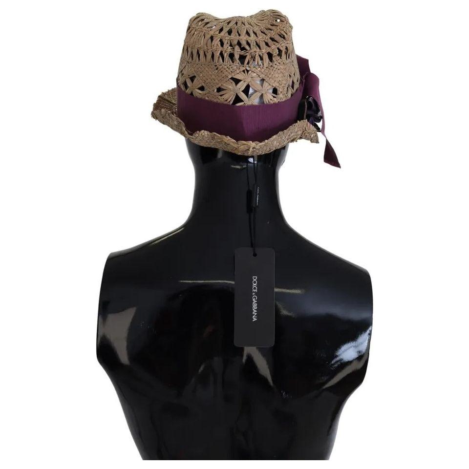 Dolce & Gabbana Brown Ribbon Floral Embellished Straw Hat Dolce & Gabbana