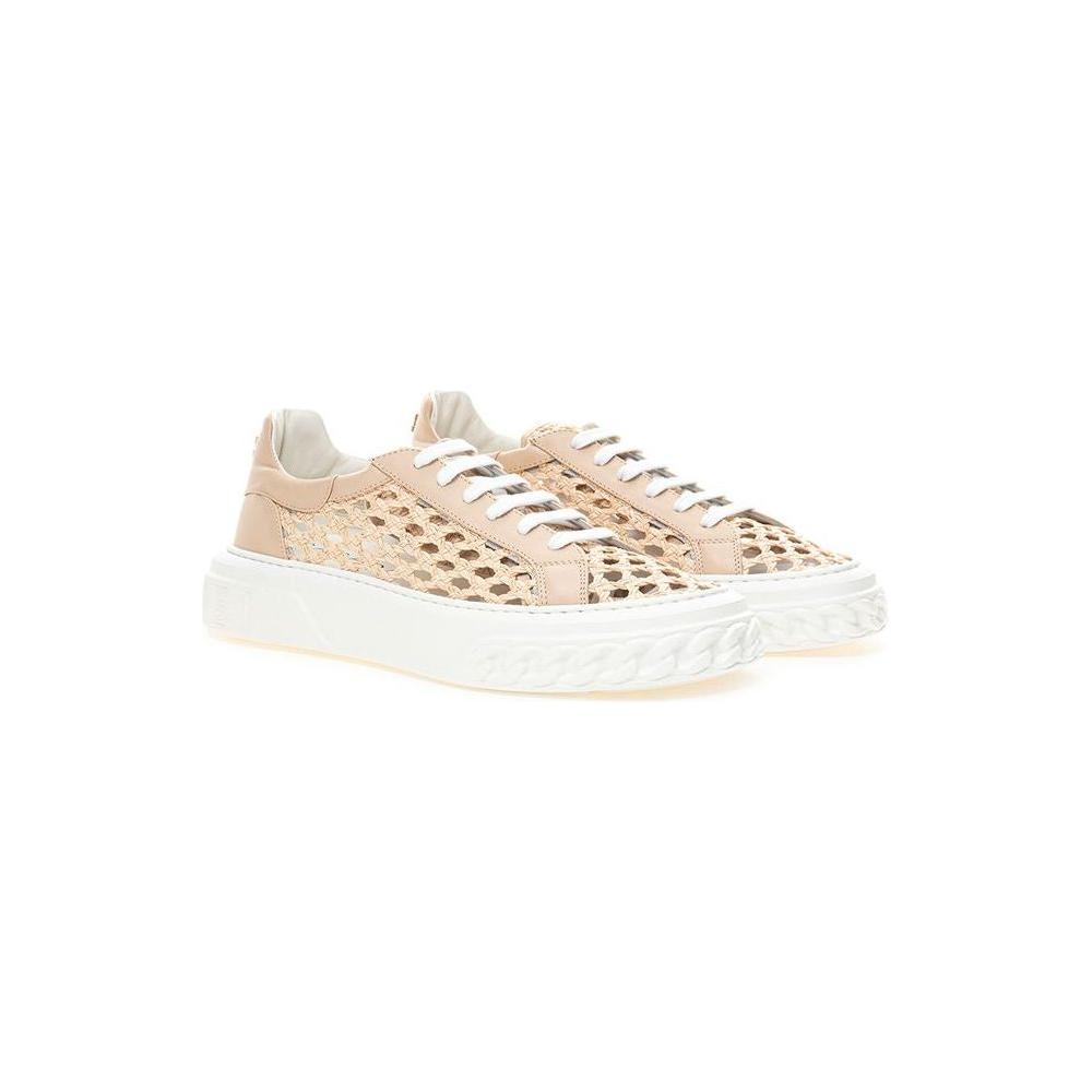 Casadei Chic Beige Leather Sneakers Casadei